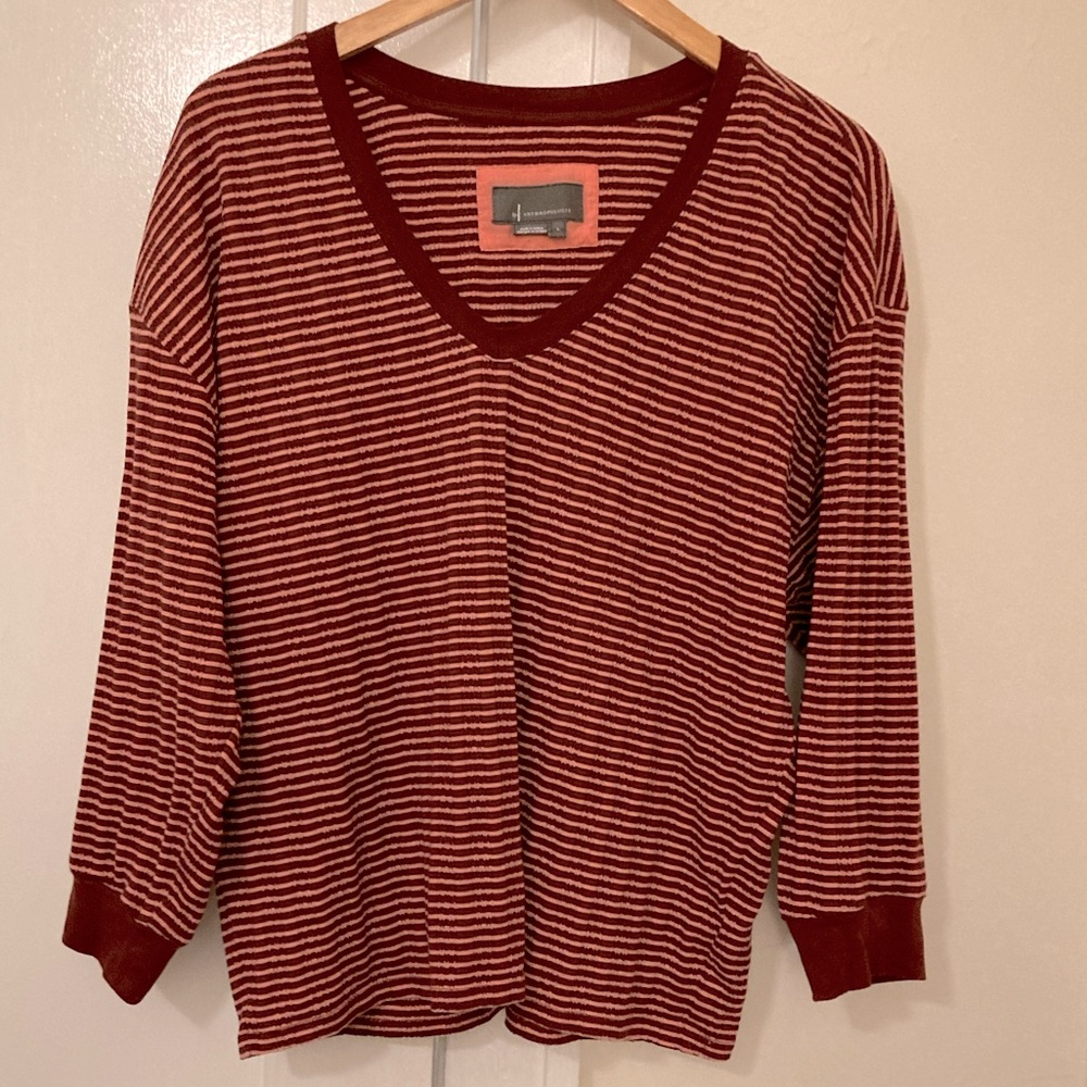 Anthropologie Striped V-neck Top
